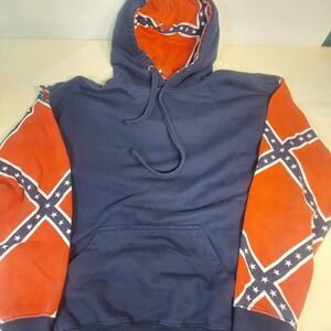 U.S Vintage Hoodie Size M Rn112932 Blue‎ With Designs  In Hood And Sleeve